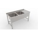 1900x700 | Stainless sink with 2 pools and drip basin