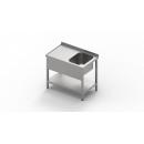 900x600 | Rozsdamentes 1 medencés mosogató csepptálcával, polccal