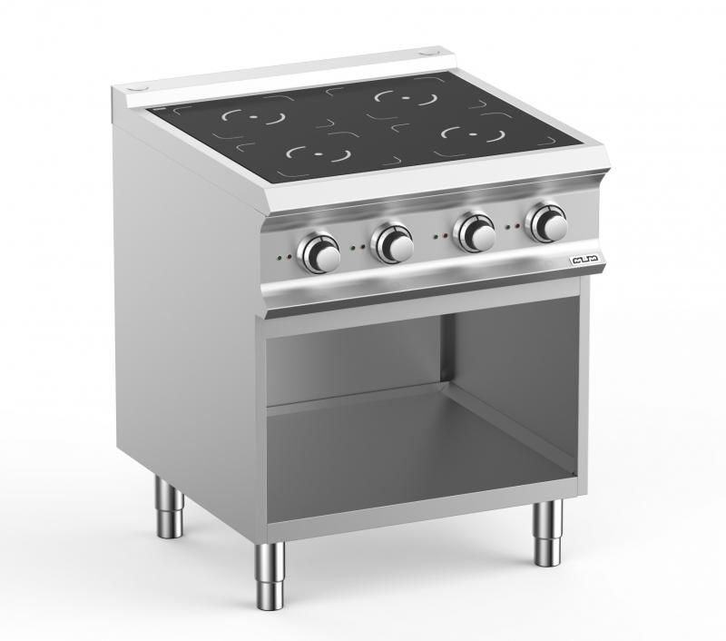 IN77A | Indukciós 4 zónás kerámialapos tűzhely nyitott alsó szekrényen 