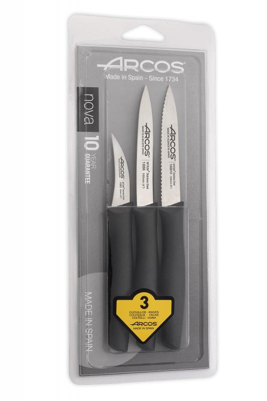 ARCOS NOVA | Black paring knife set 3 pcs