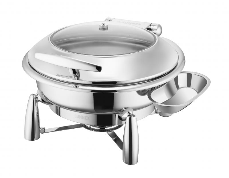 W36323 I Oslo induction rounded chafing with see-through glass and spoon rest, 6,8 Lts