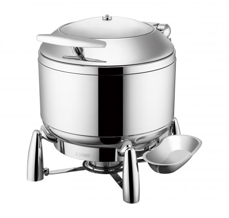 W38323 I Oslo induction rounded chafing with see-through glass and spoon rest, 10 Lts