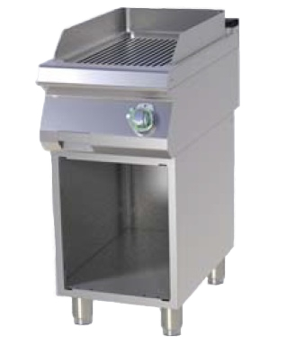 FTRC 740 E | Electric griddle plate with ribbed plate and opened base - chromed