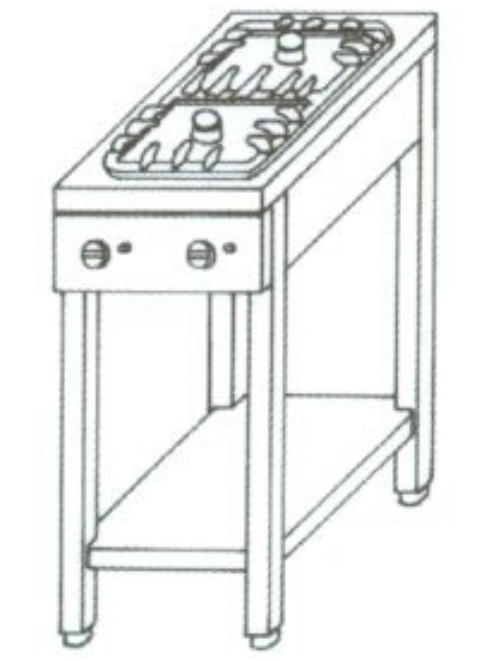 KGO-217 MB | Gas cooking table with 2 burners and 1 grid
