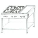 KGO-637 M | Gas cooking table with 6 burners, 2 grids and 1 heating sheet