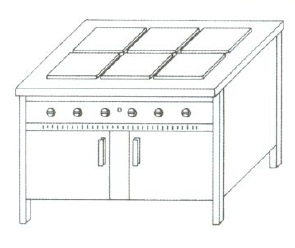 NTV-1621 | Electric cooker with 6 plates and lower storage